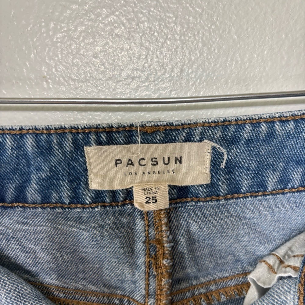 Pacsun Y2K Denim Raw Hem Patchwork Mini Skirt Size 25 - Picture 4 of 6